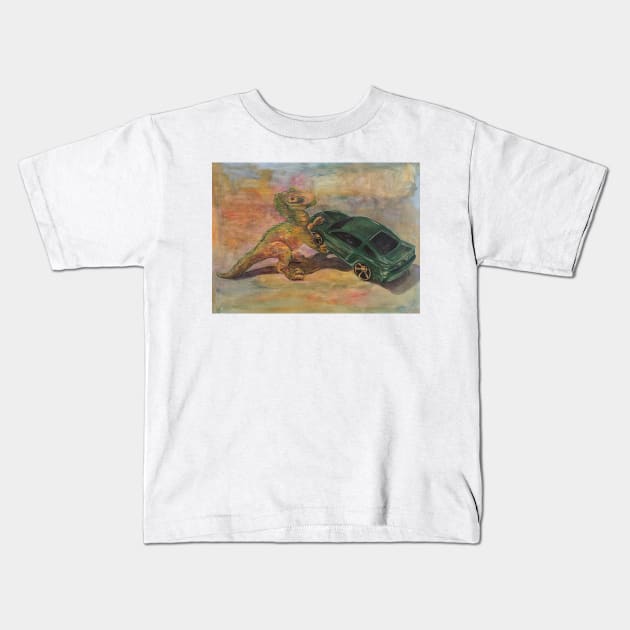 Dinosaur Toy with Car Kids T-Shirt by kuallidesigns